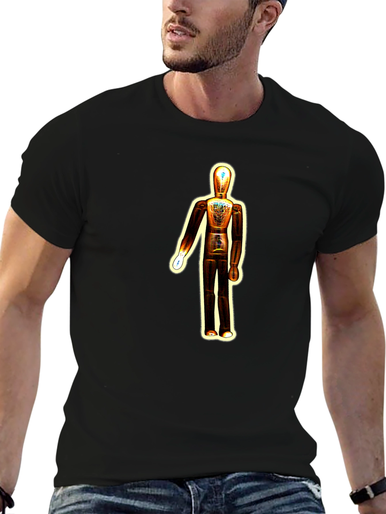 Cool Mannequin Graphic Tee - Black Cotton Blend