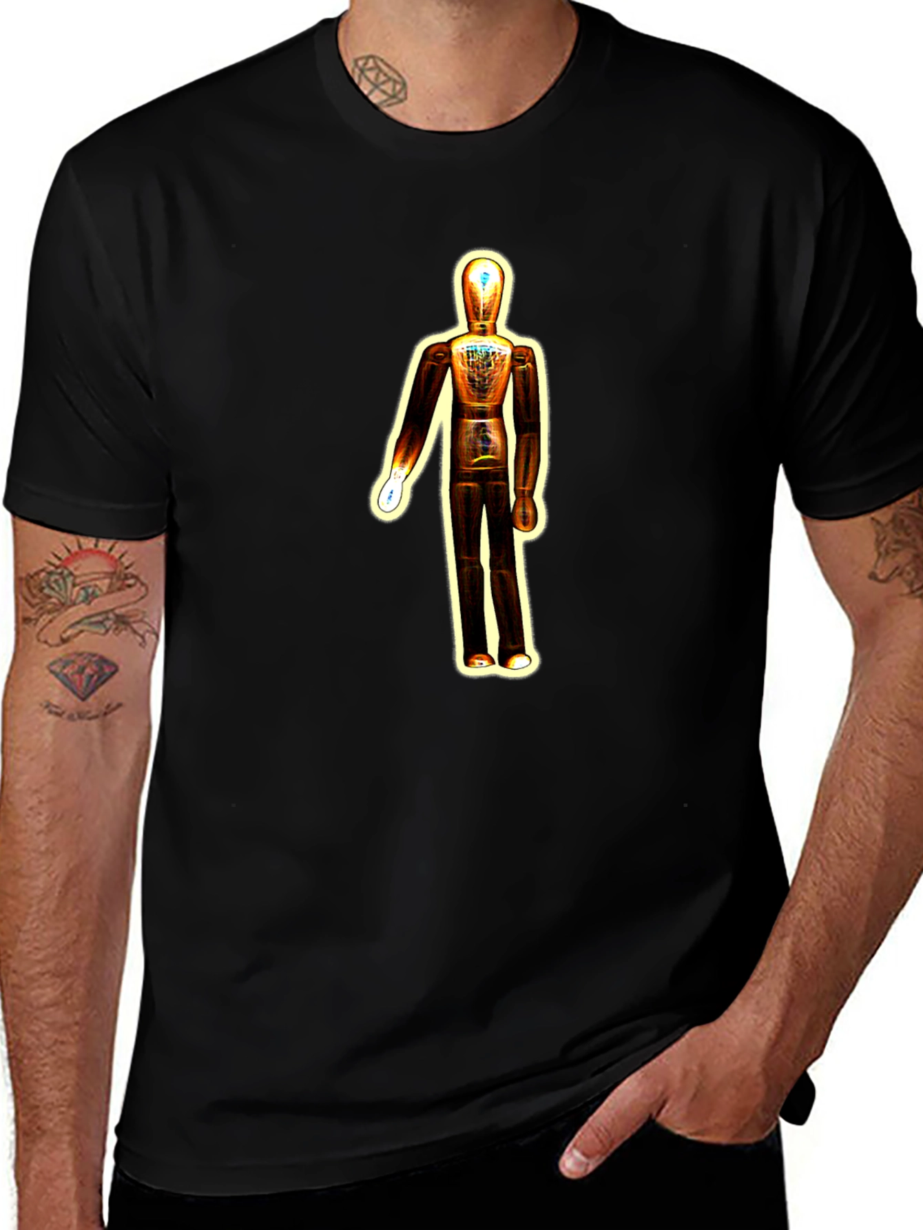 Cool Mannequin Graphic Tee - Black Cotton Blend