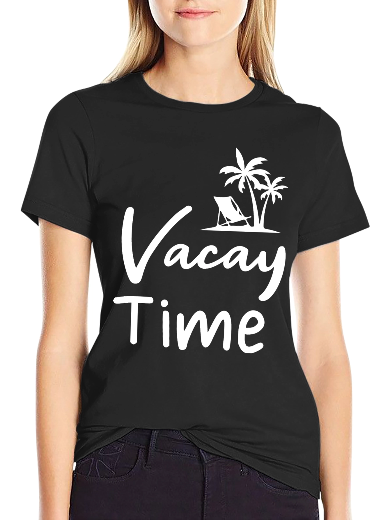 Vacay Time Black Graphic T-Shirt - Island Getaway Tee