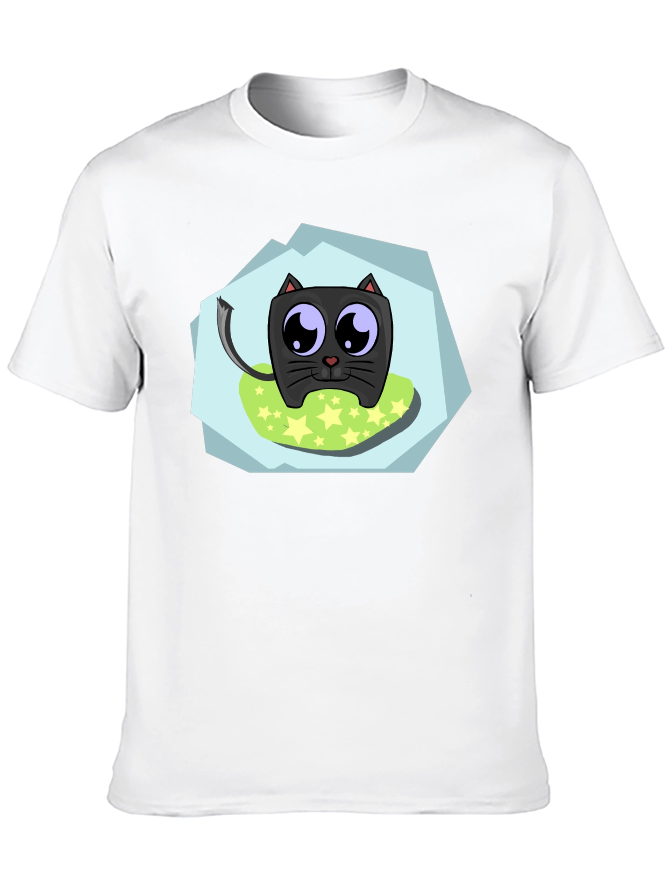 Cute Cartoon Cat Black T-Shirt