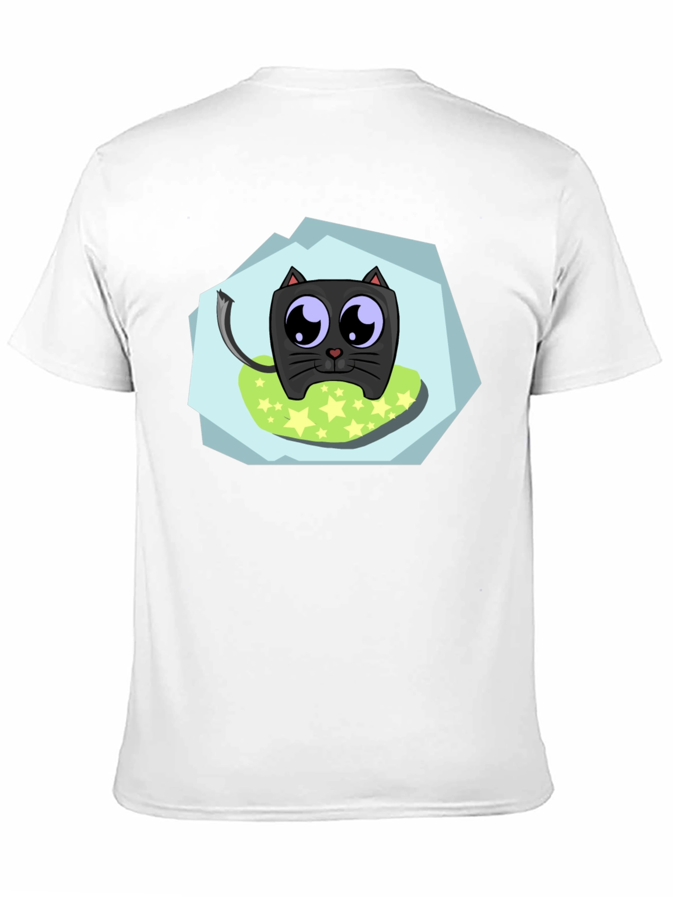 Cute Cartoon Cat Black T-Shirt