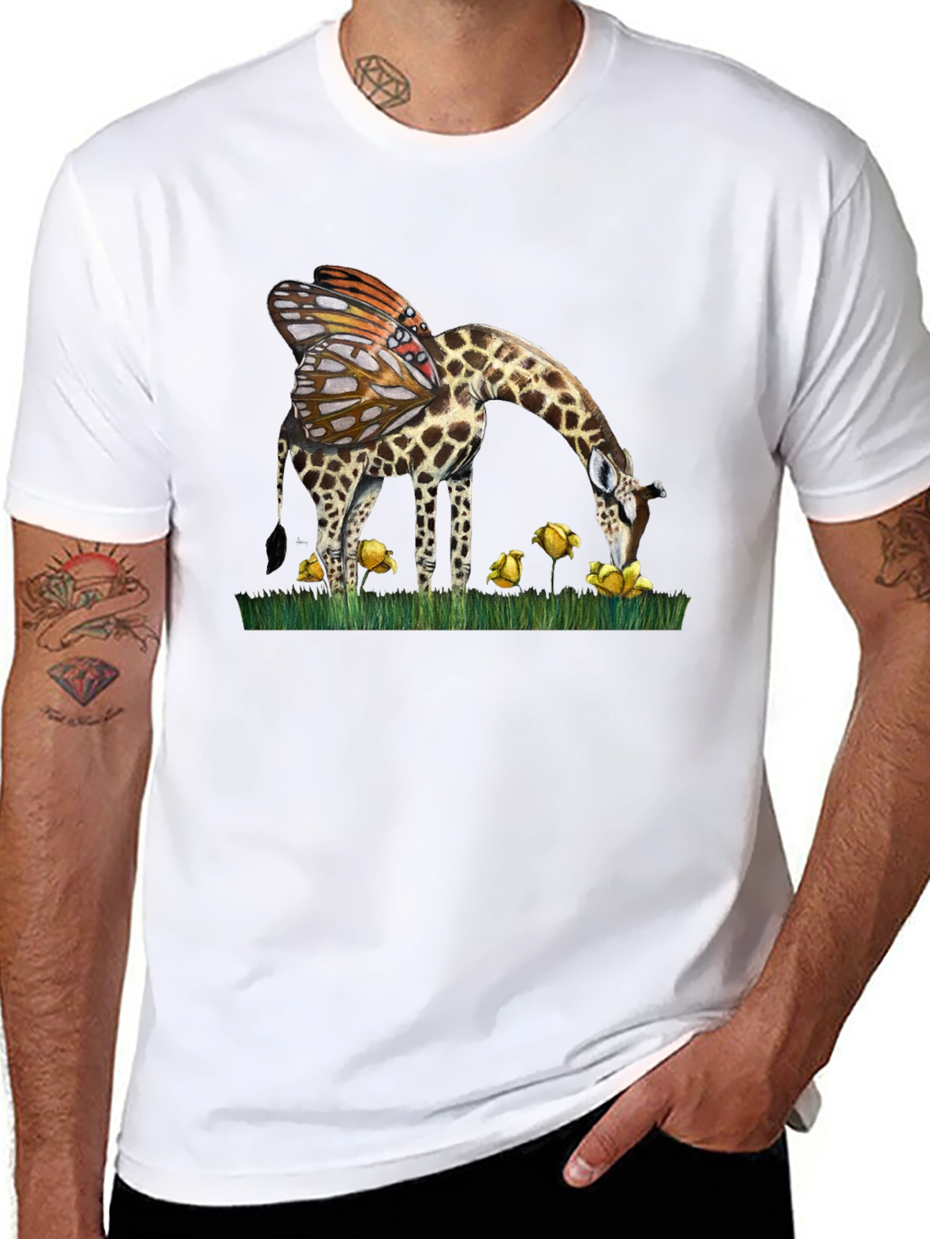 Giraffe Butterfly Wing T-Shirt