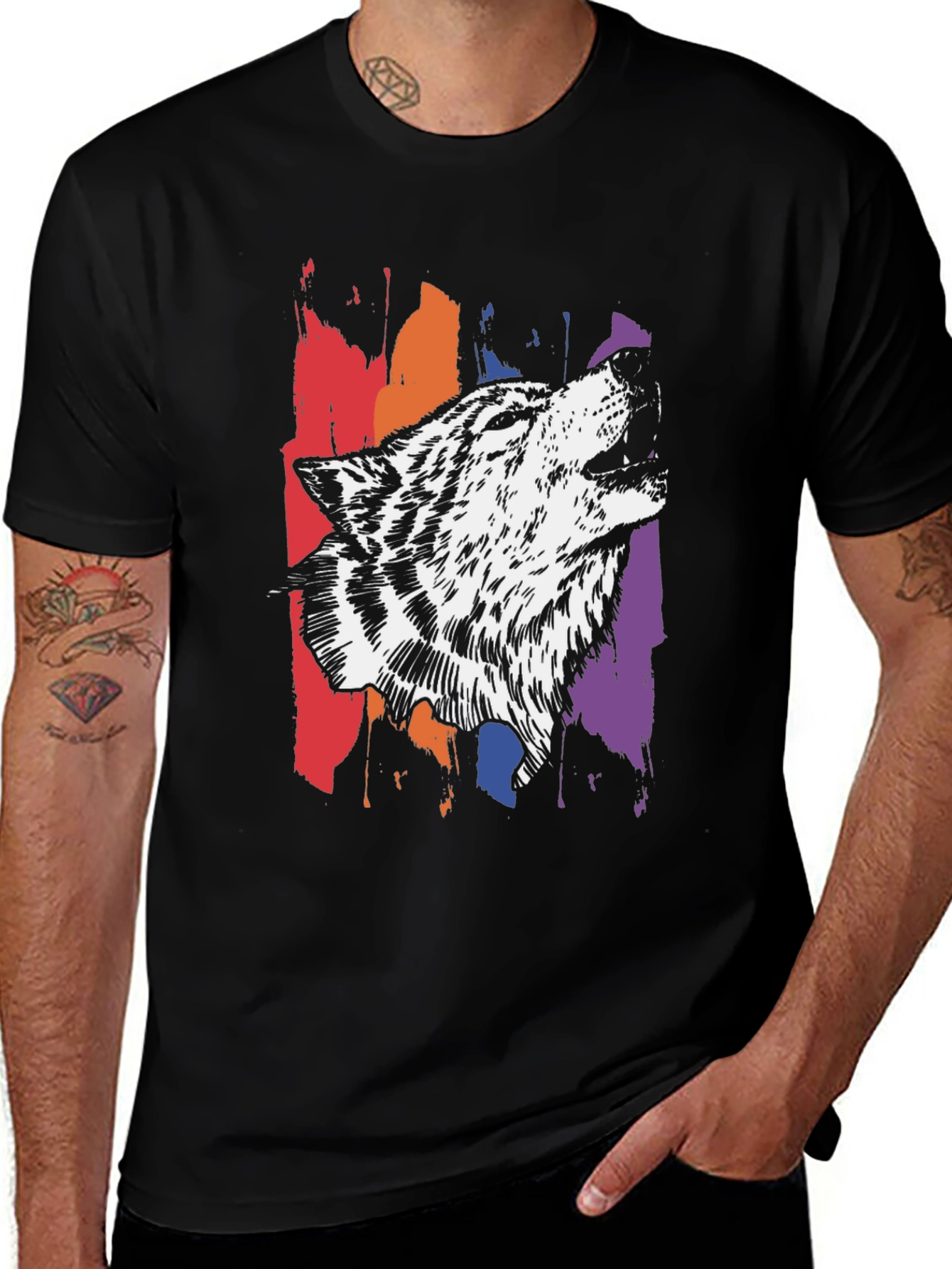 Wolf Graphic Print Tee - Stylish Mens T-Shirt