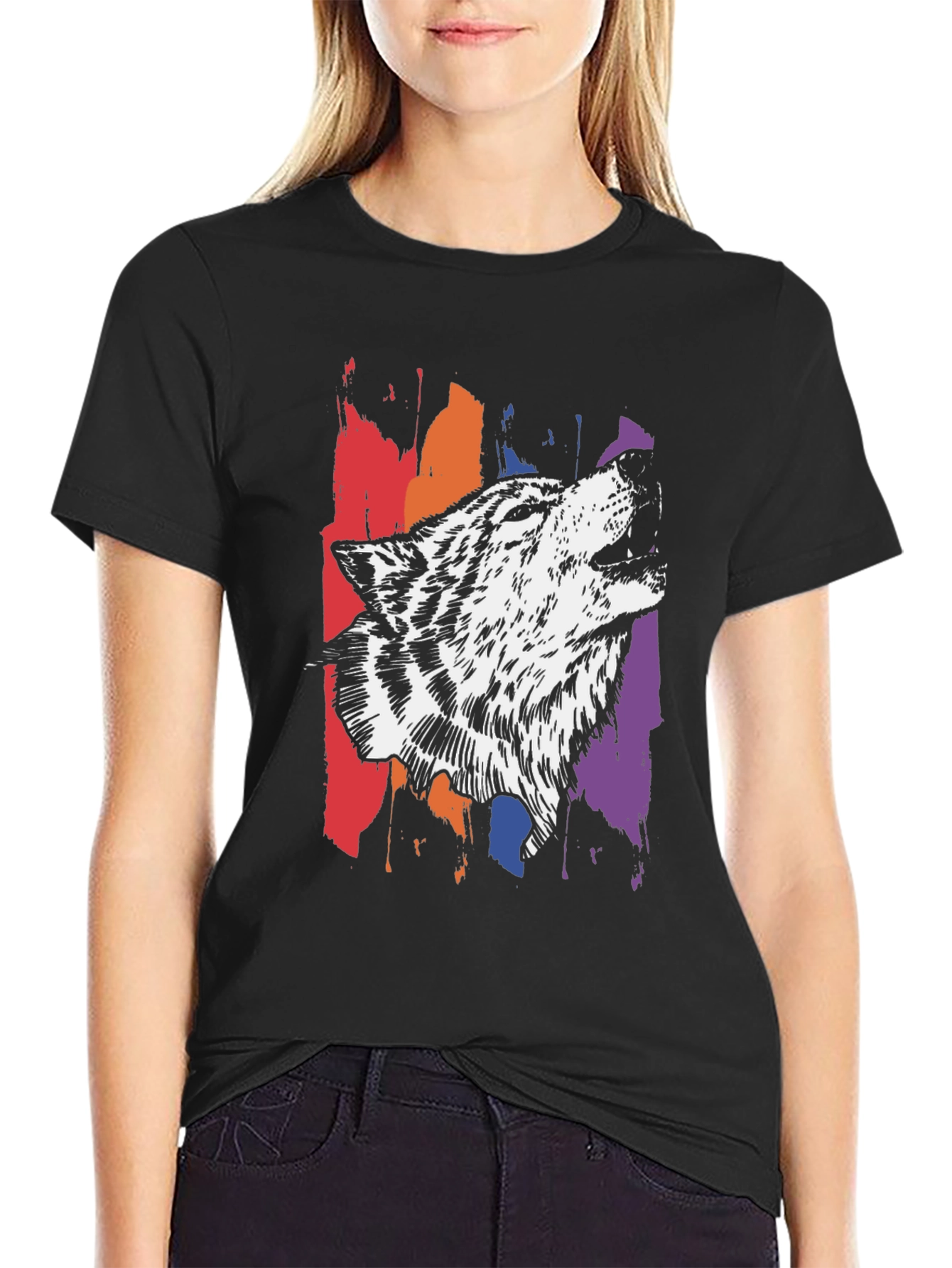 Wolf Graphic Print Tee - Stylish Mens T-Shirt