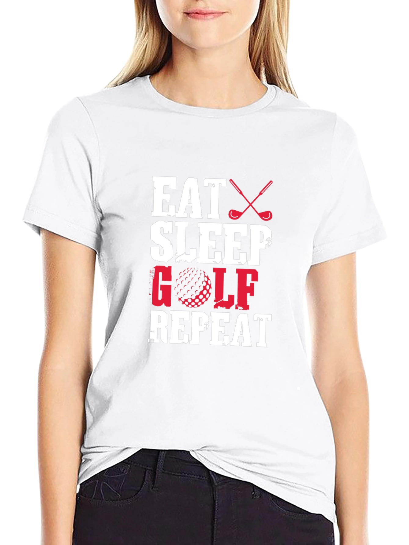 Eat Sleep Golf Repeat Black T-Shirt