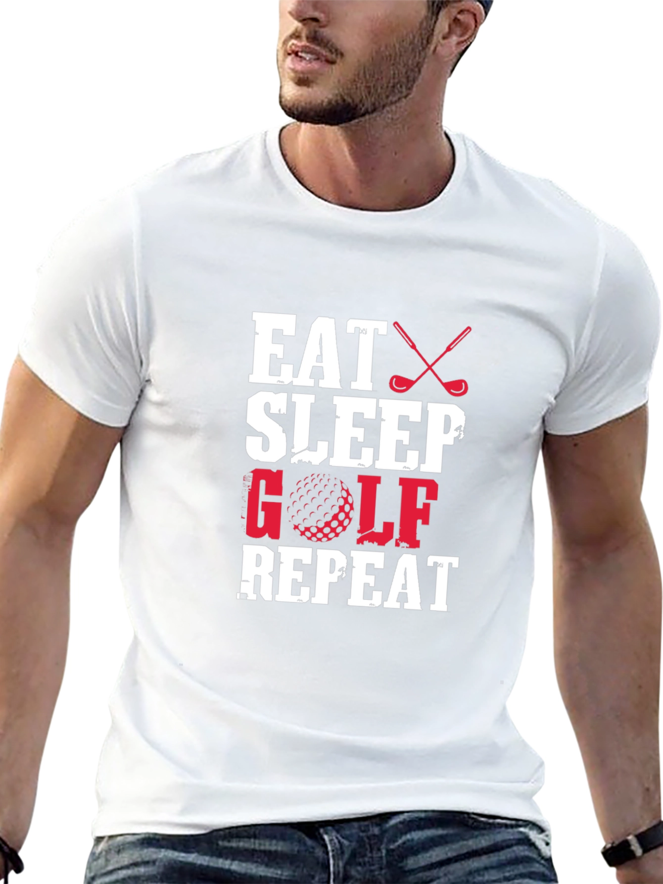 Eat Sleep Golf Repeat Black T-Shirt