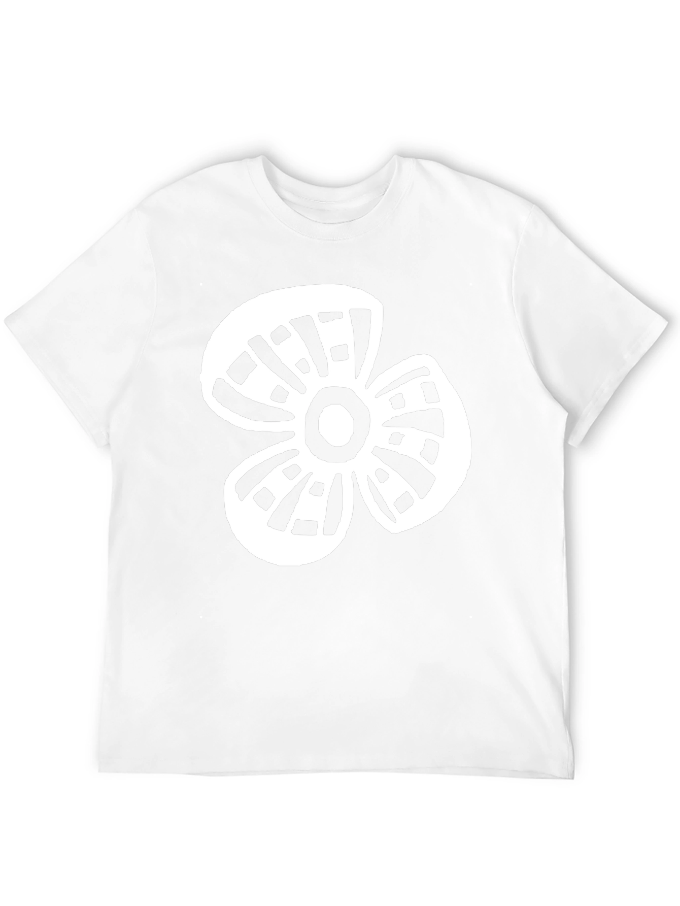 Black T-Shirt with White Flower Graphic Print
