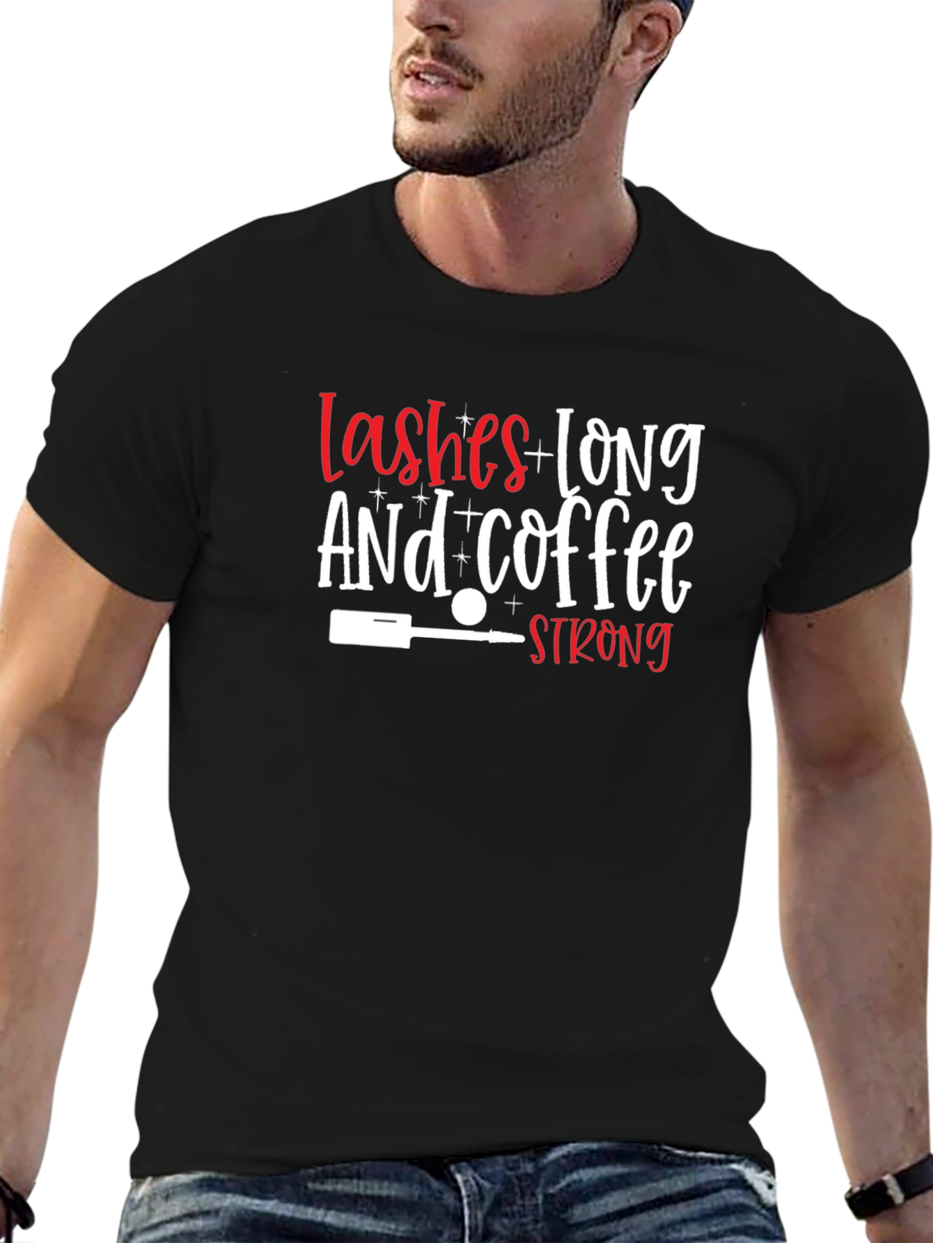 Lashes Long & Coffee Strong Graphic T-Shirt