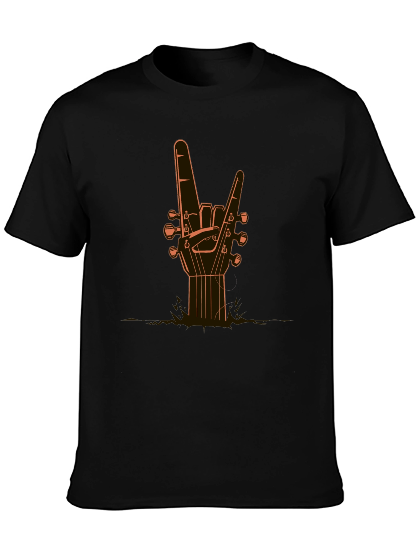 Rock On Guitar Hand Black T-Shirt