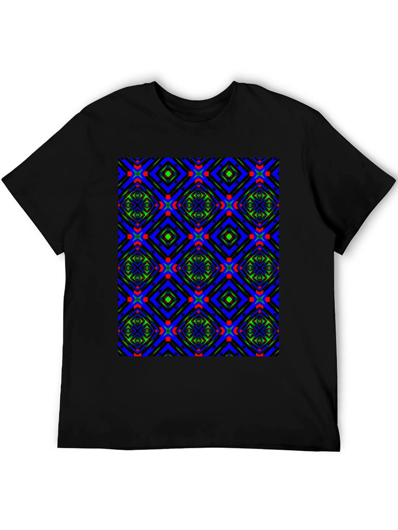 Geometric Patterned Crew Neck T-Shirt