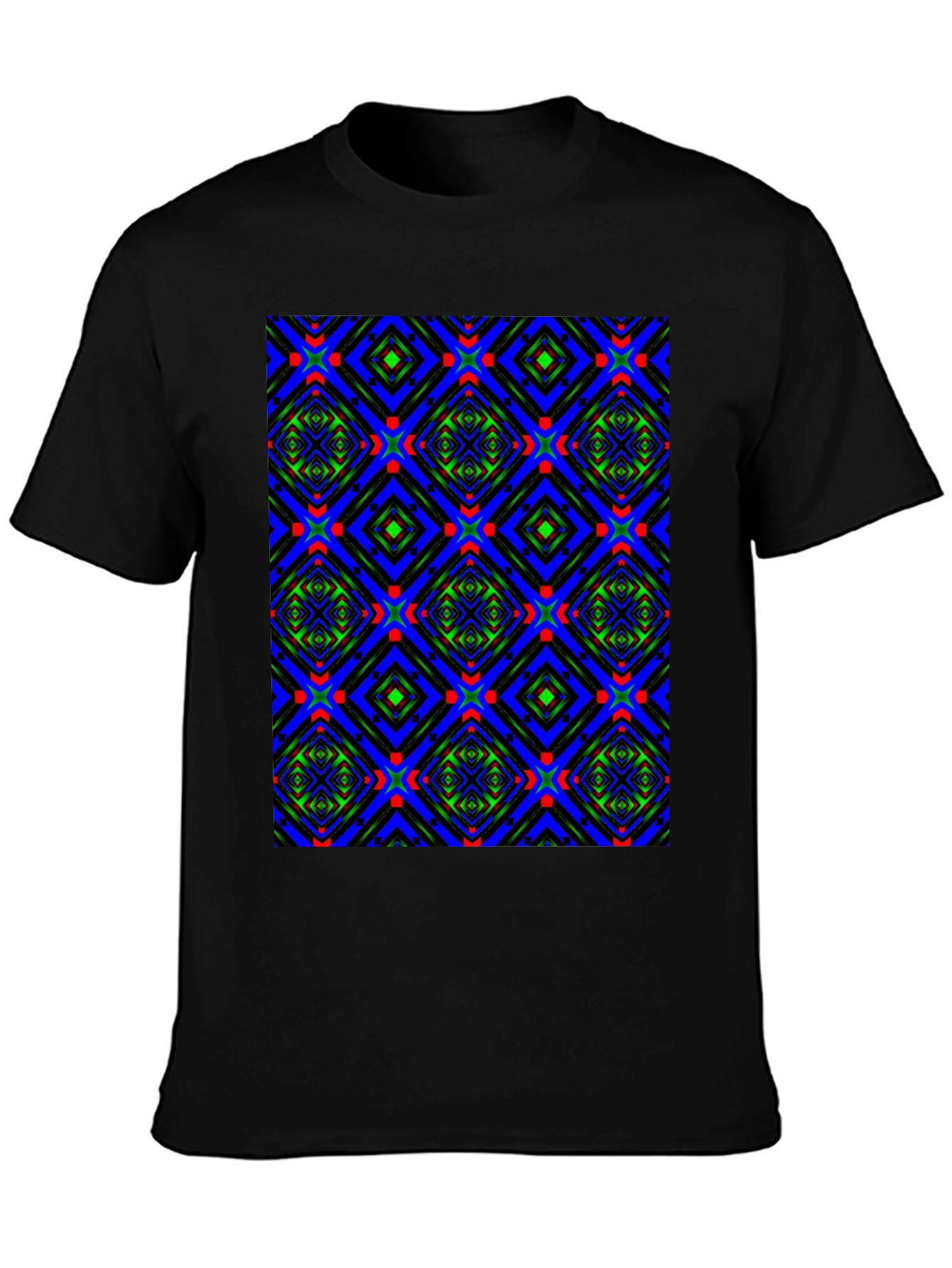 Geometric Patterned Crew Neck T-Shirt