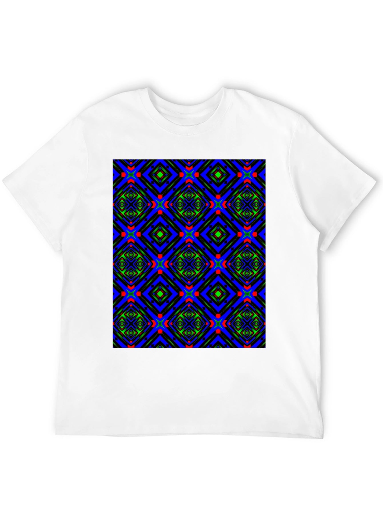 Geometric Patterned Crew Neck T-Shirt