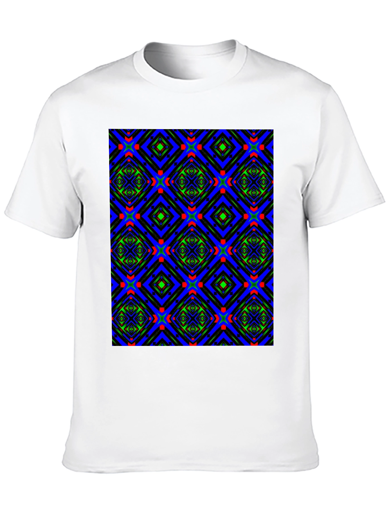 Geometric Patterned Crew Neck T-Shirt