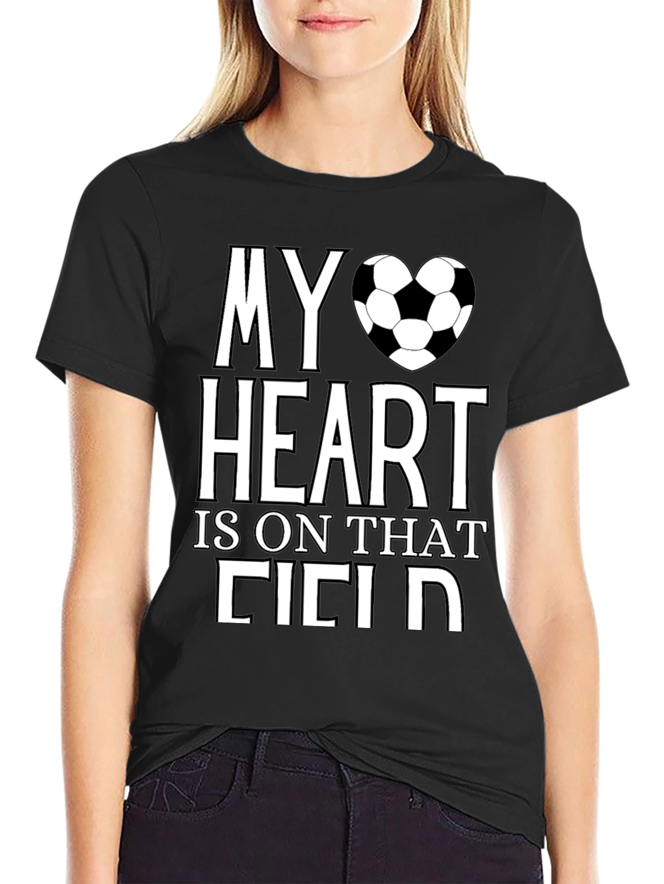 Soccer Heart Field T-Shirt - Black