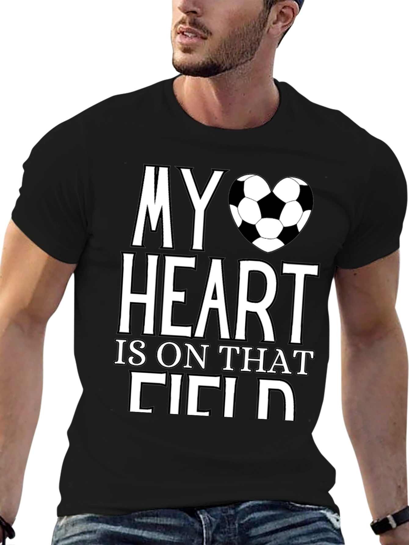 Soccer Heart Field T-Shirt - Black