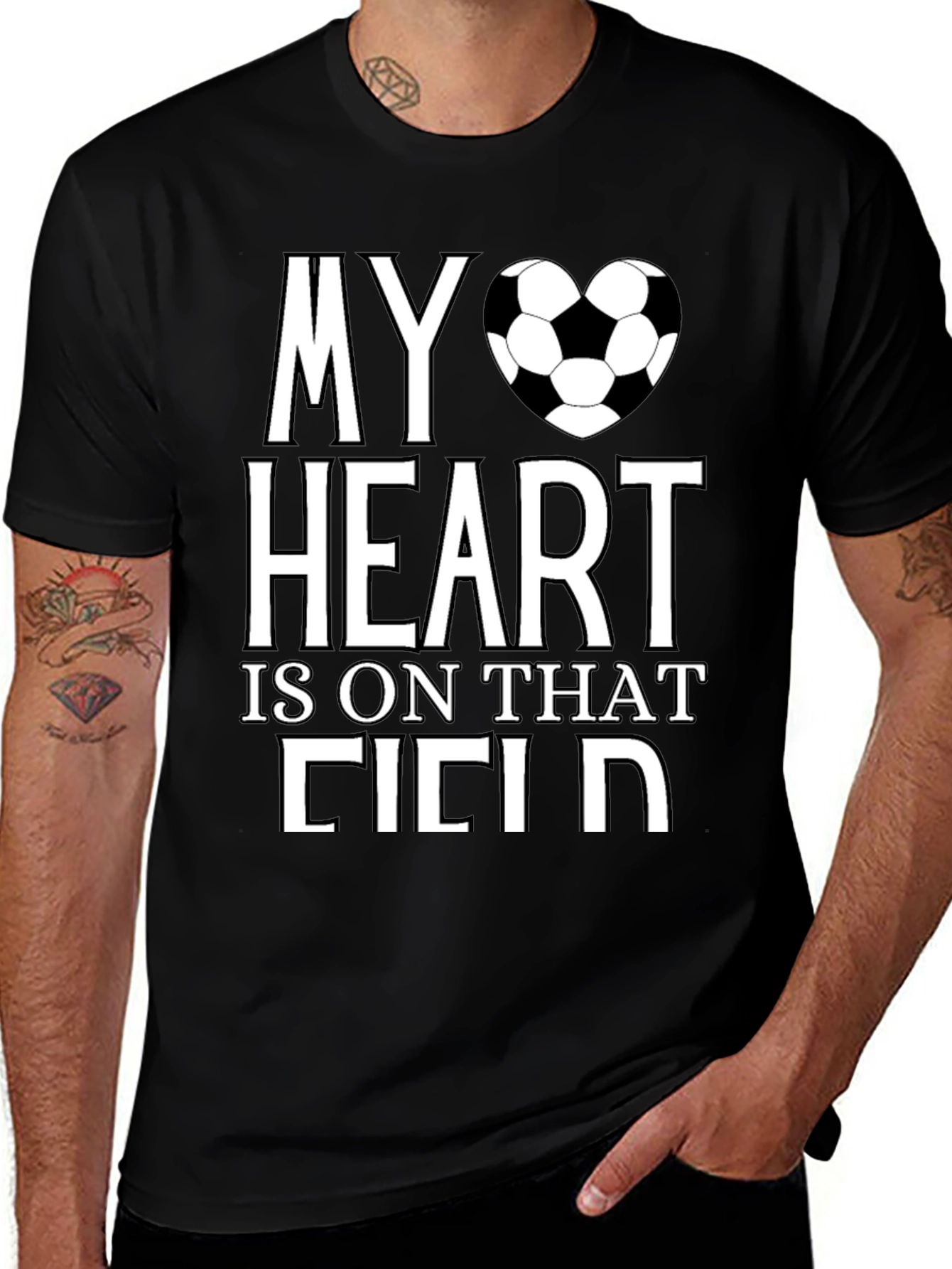 Soccer Heart Field T-Shirt - Black