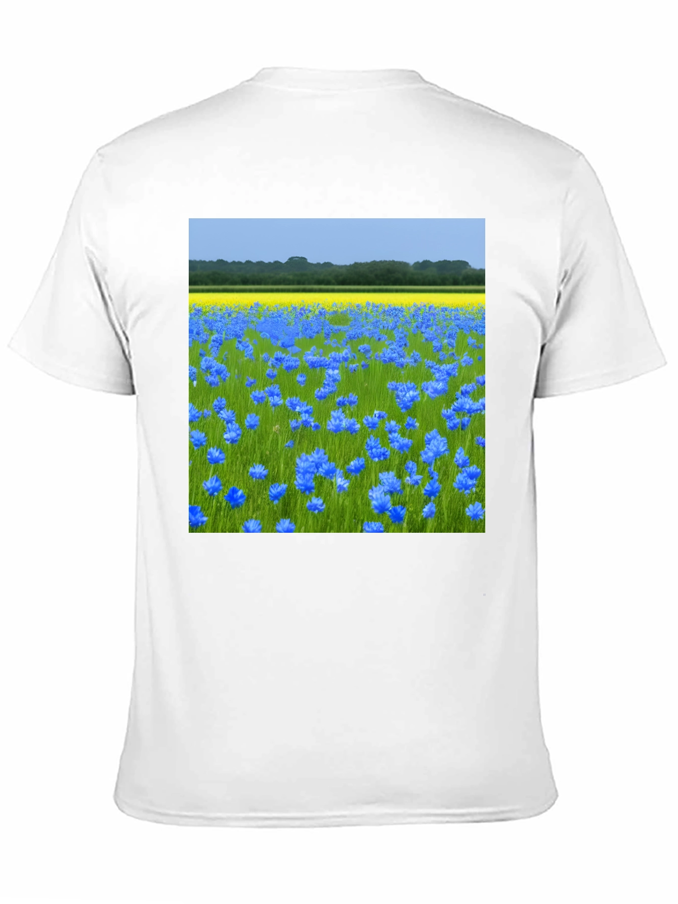 Blue Flowers Field Graphic Tee - Nature Lovers Shirt