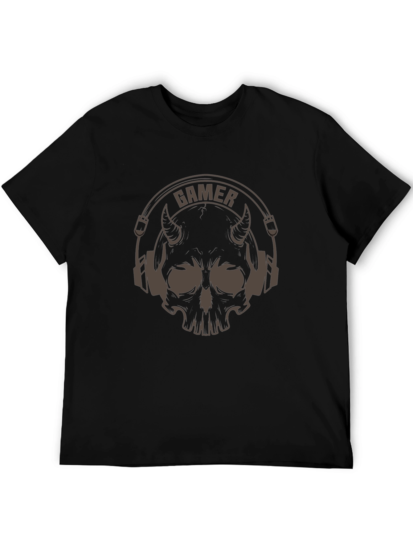 Gamer Devil Skull Graphic T-Shirt - Black