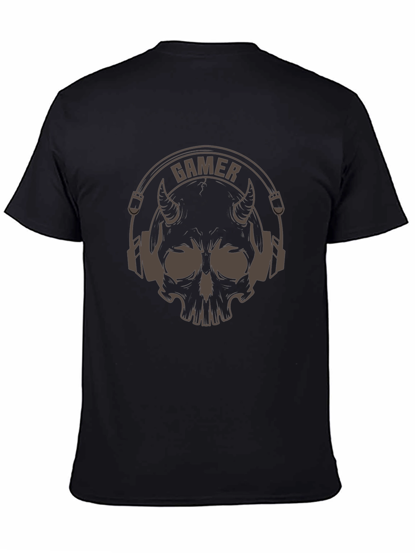 Gamer Devil Skull Graphic T-Shirt - Black