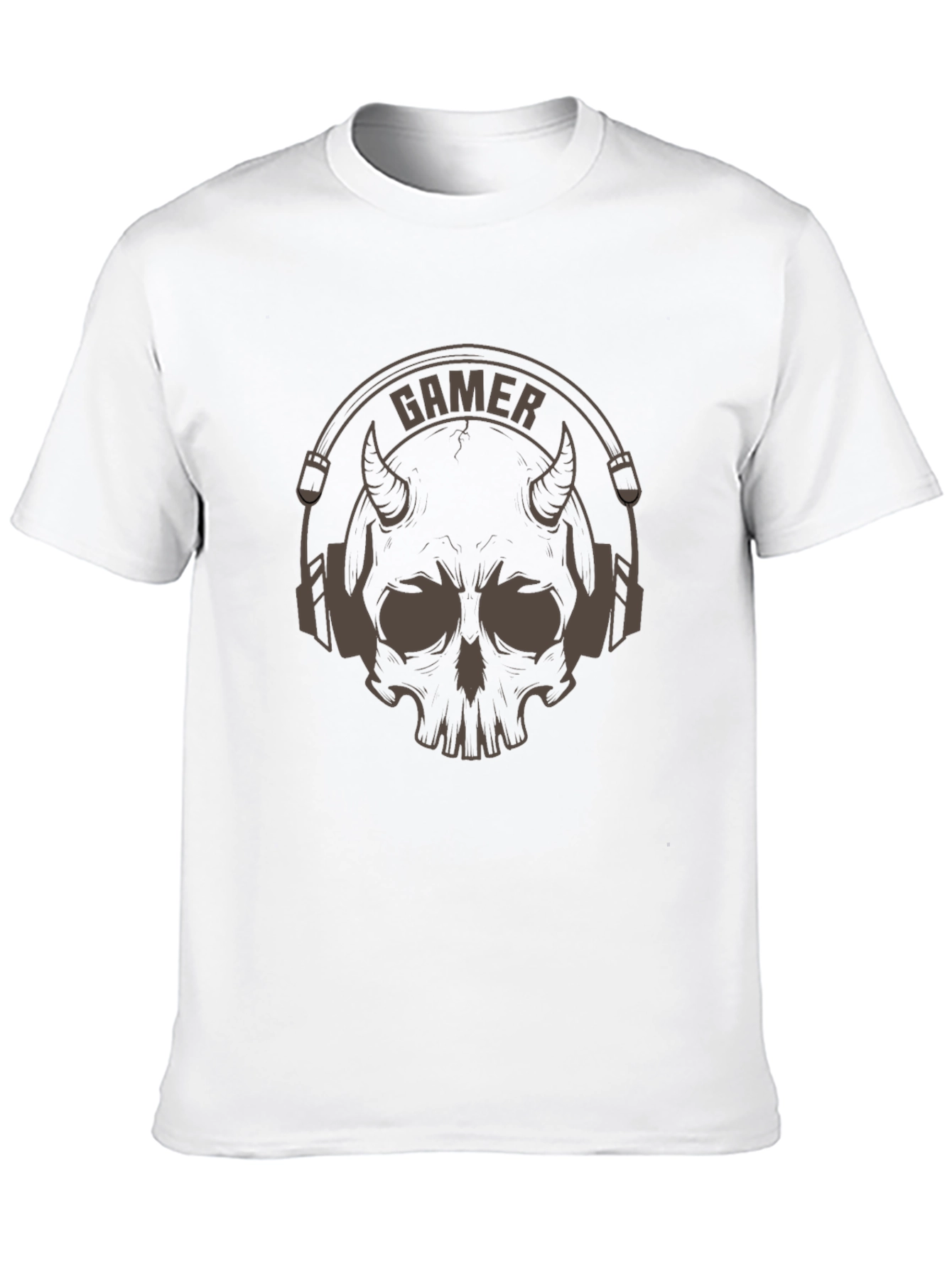 Gamer Devil Skull Graphic T-Shirt - Black