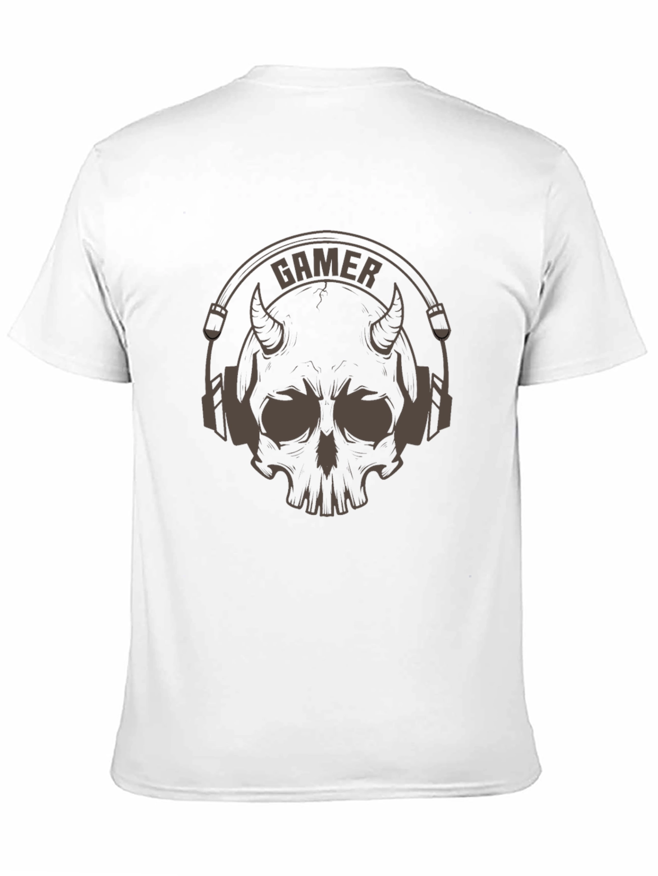 Gamer Devil Skull Graphic T-Shirt - Black