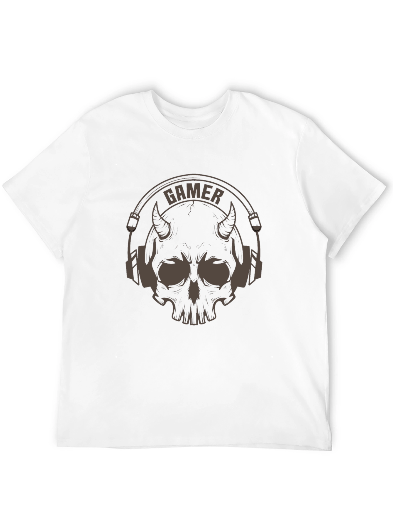 Gamer Devil Skull Graphic T-Shirt - Black