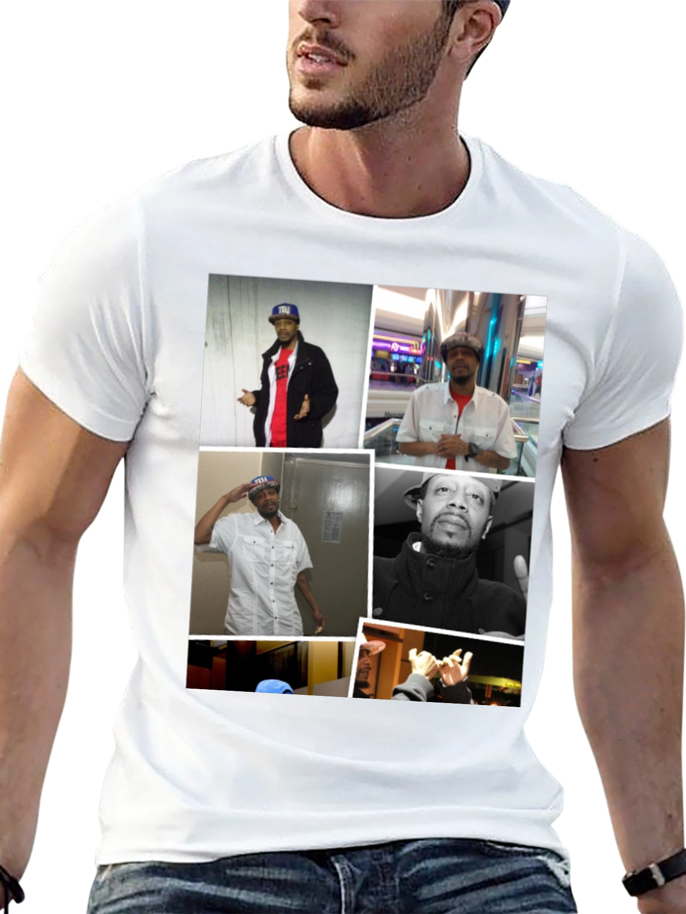 Black T-Shirt with Man Collage