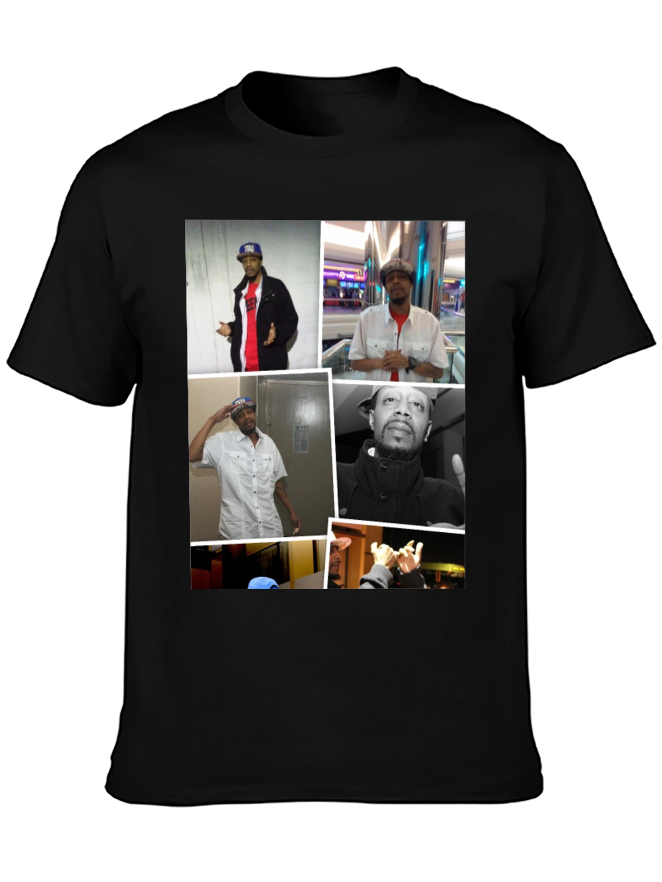 Black T-Shirt with Man Collage