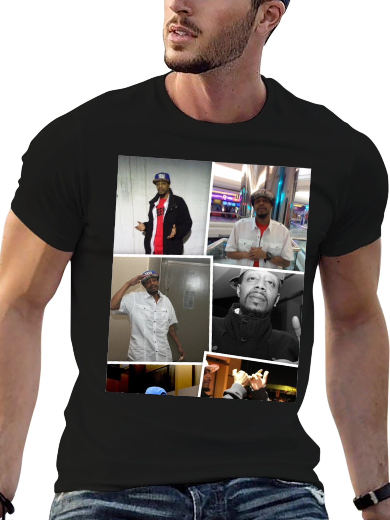Black T-Shirt with Man Collage