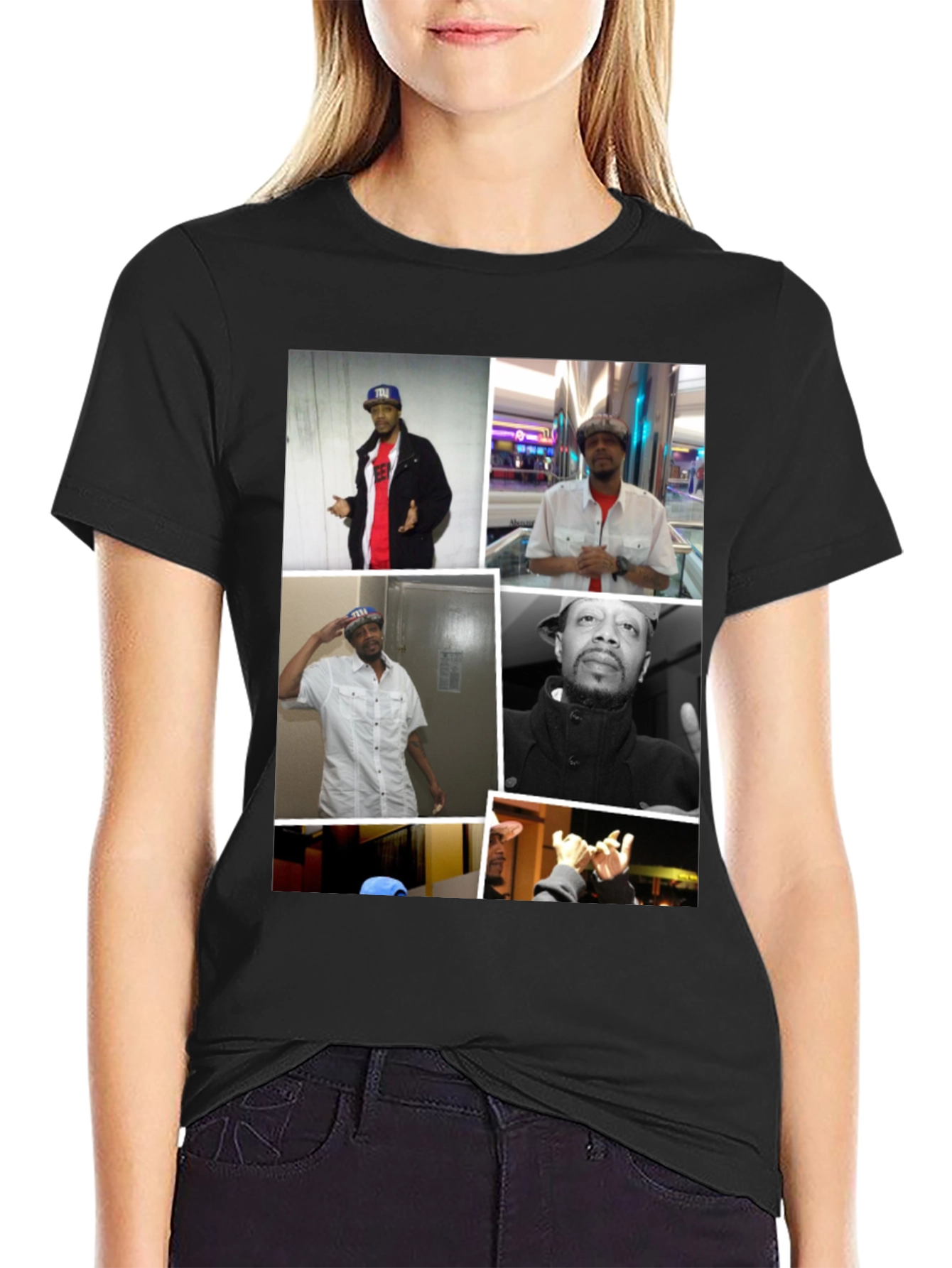 Black T-Shirt with Man Collage