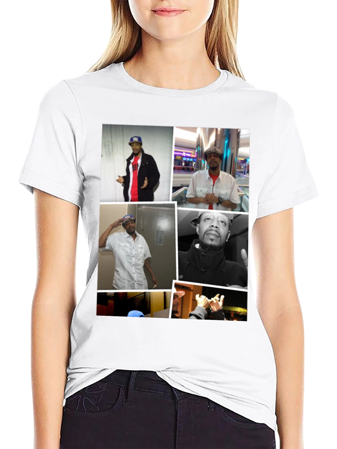 Black T-Shirt with Man Collage