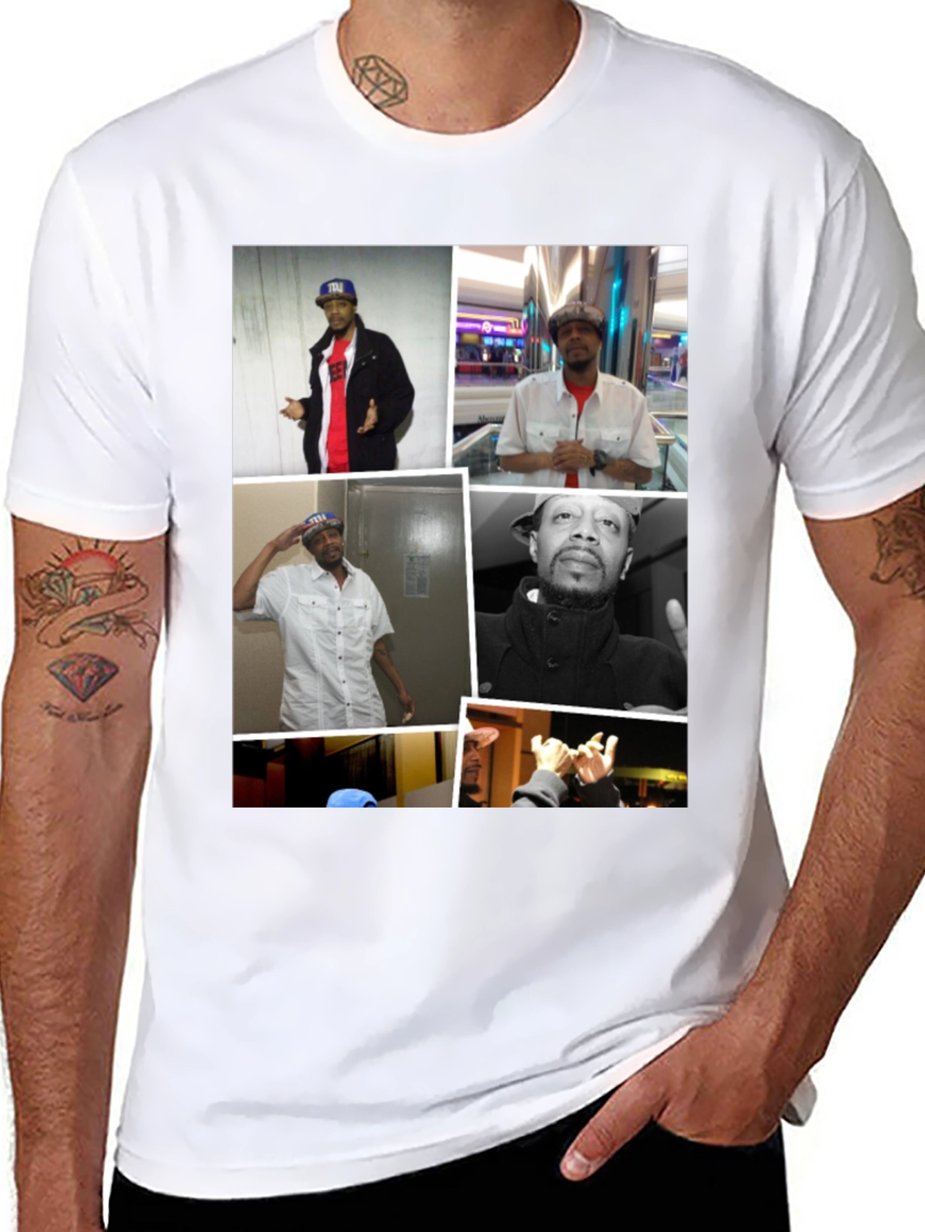 Black T-Shirt with Man Collage