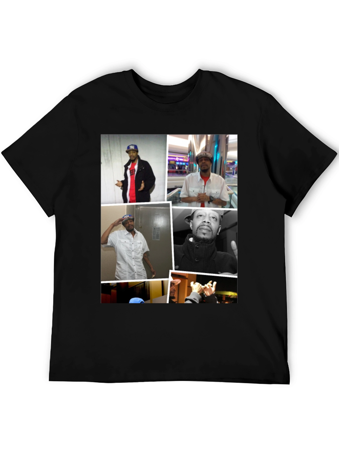 Black T-Shirt with Man Collage