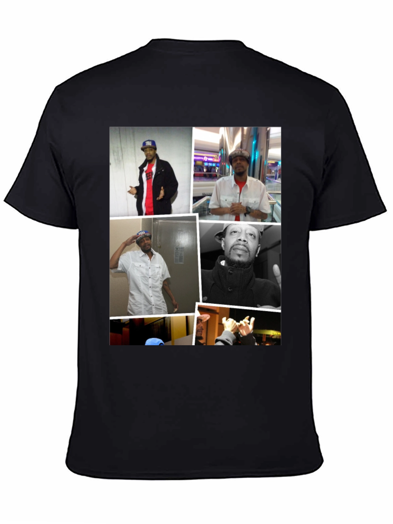 Black T-Shirt with Man Collage
