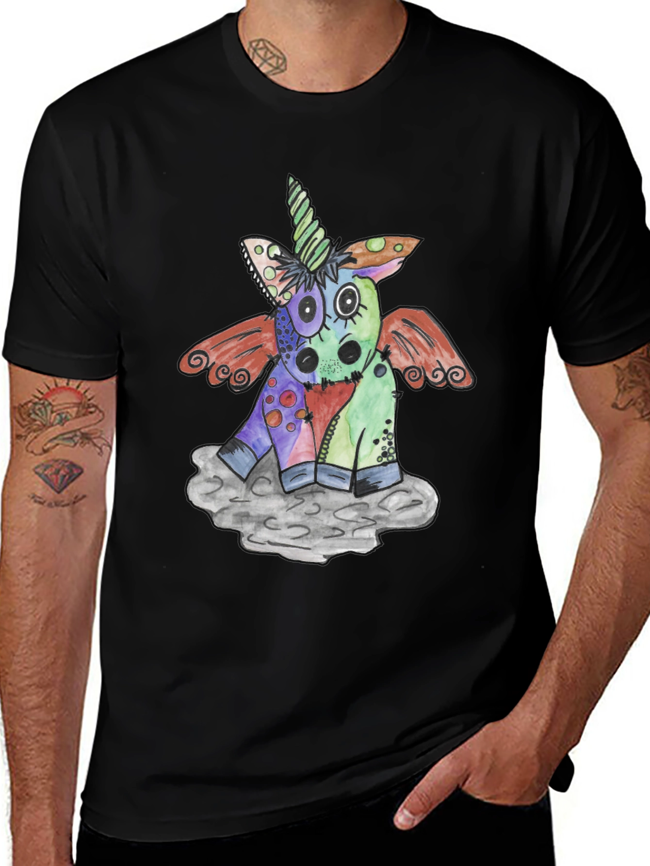Unicorn Graphic Black Tee