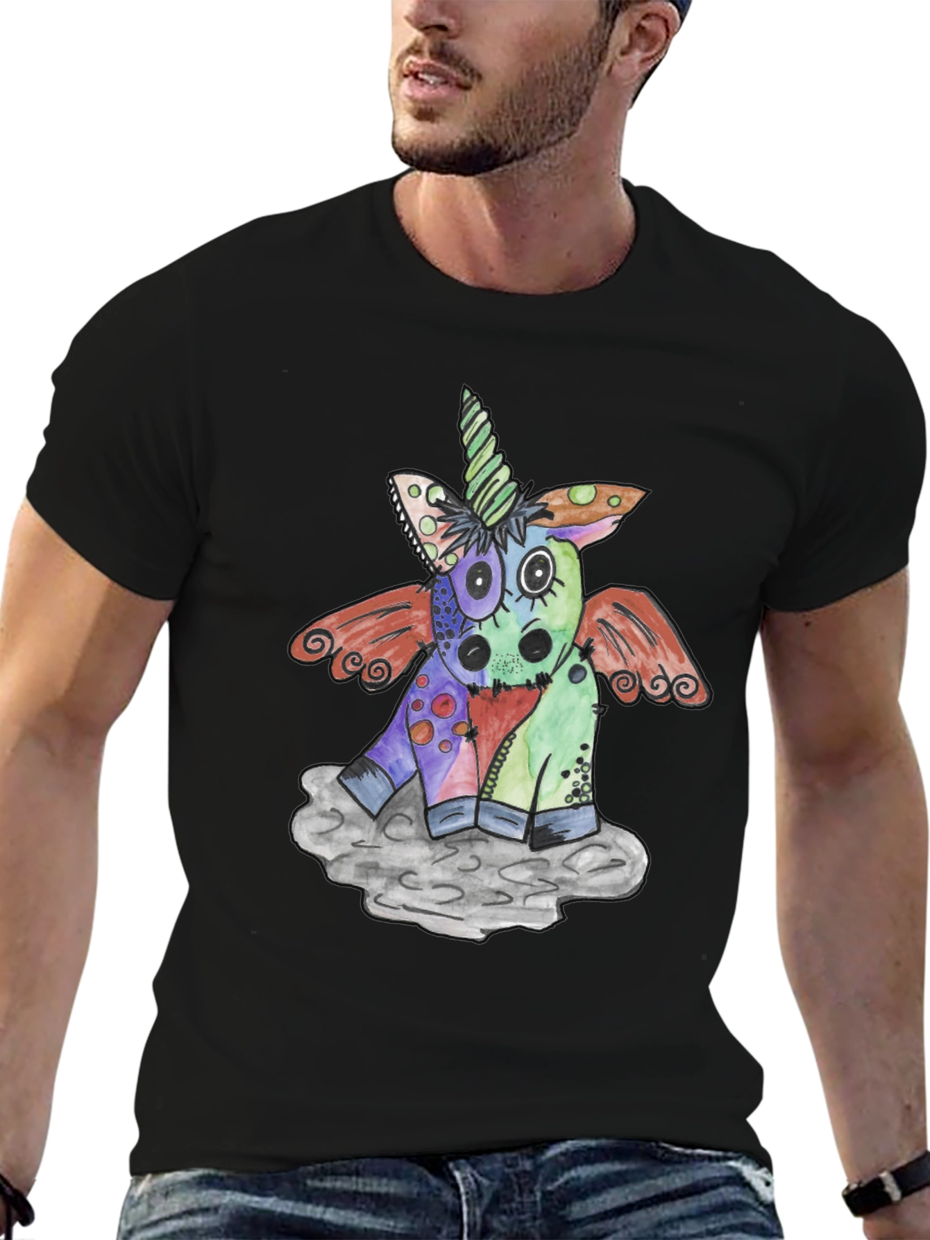 Unicorn Graphic Black Tee
