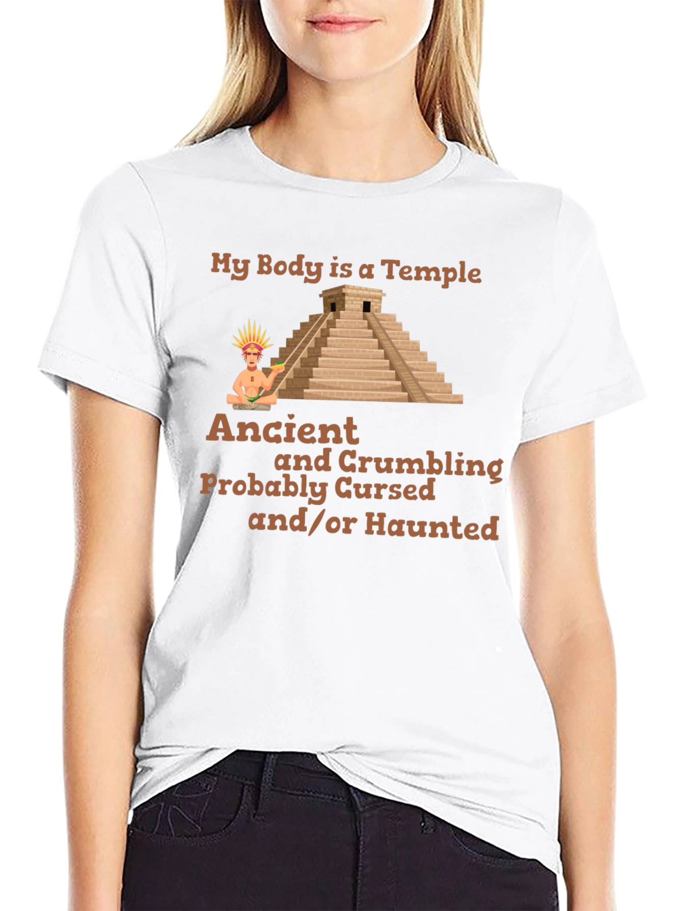 Ancient Temple Humor Graphic T-Shirt
