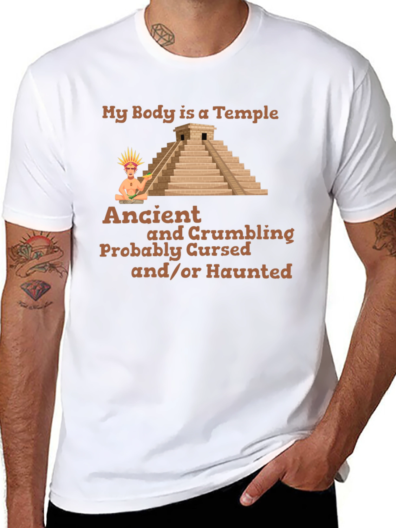 Ancient Temple Humor Graphic T-Shirt