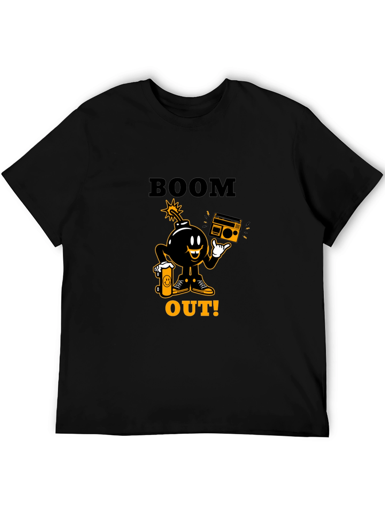 Boom Out! Graphic Print Black T-Shirt
