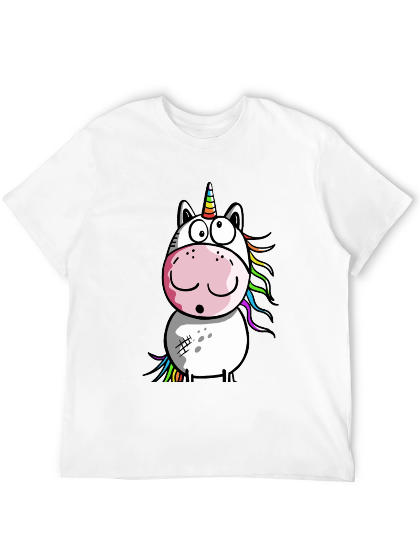 Cartoon Unicorn Graphic T-Shirt - Black