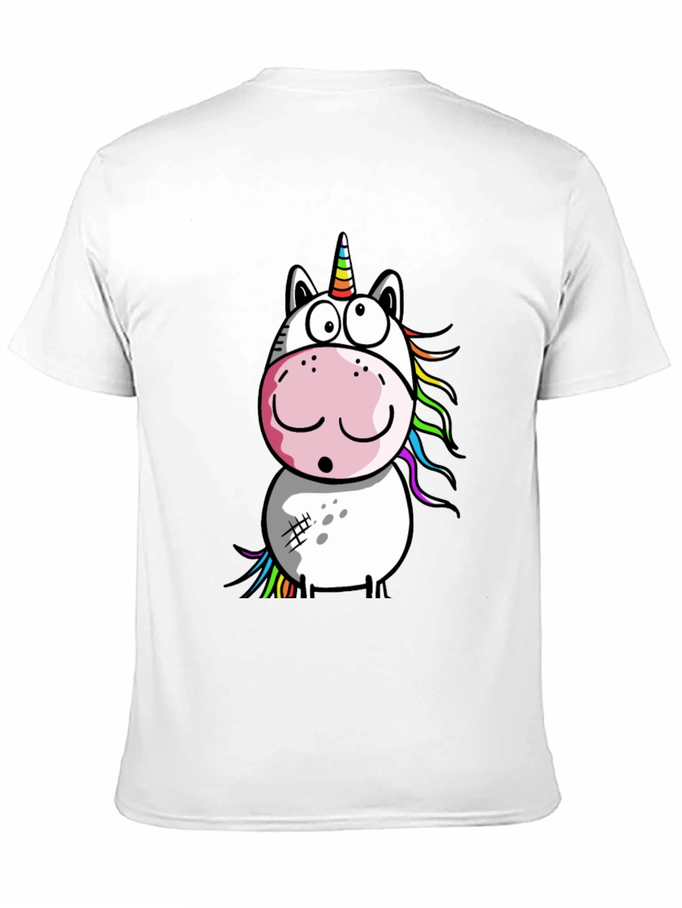 Cartoon Unicorn Graphic T-Shirt - Black