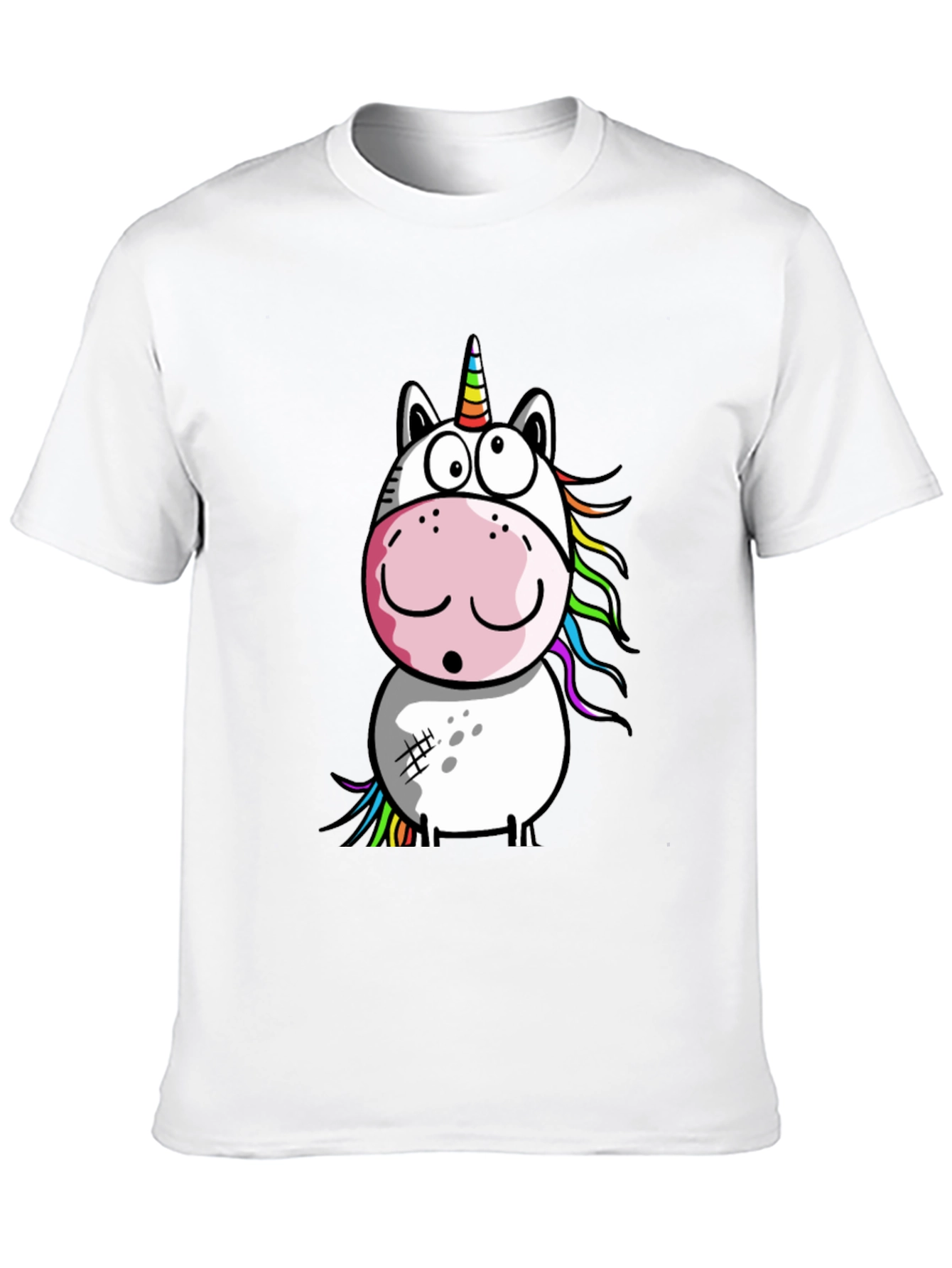 Cartoon Unicorn Graphic T-Shirt - Black