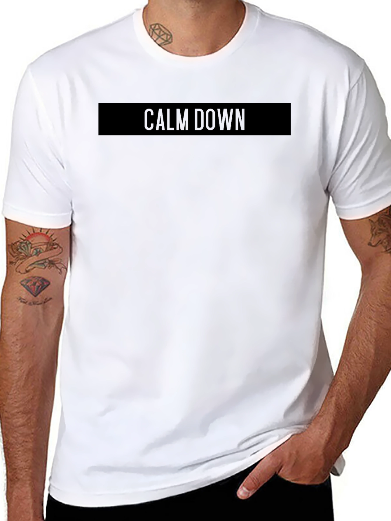 Calm Down Black T-Shirt - Mens Relaxed Fit
