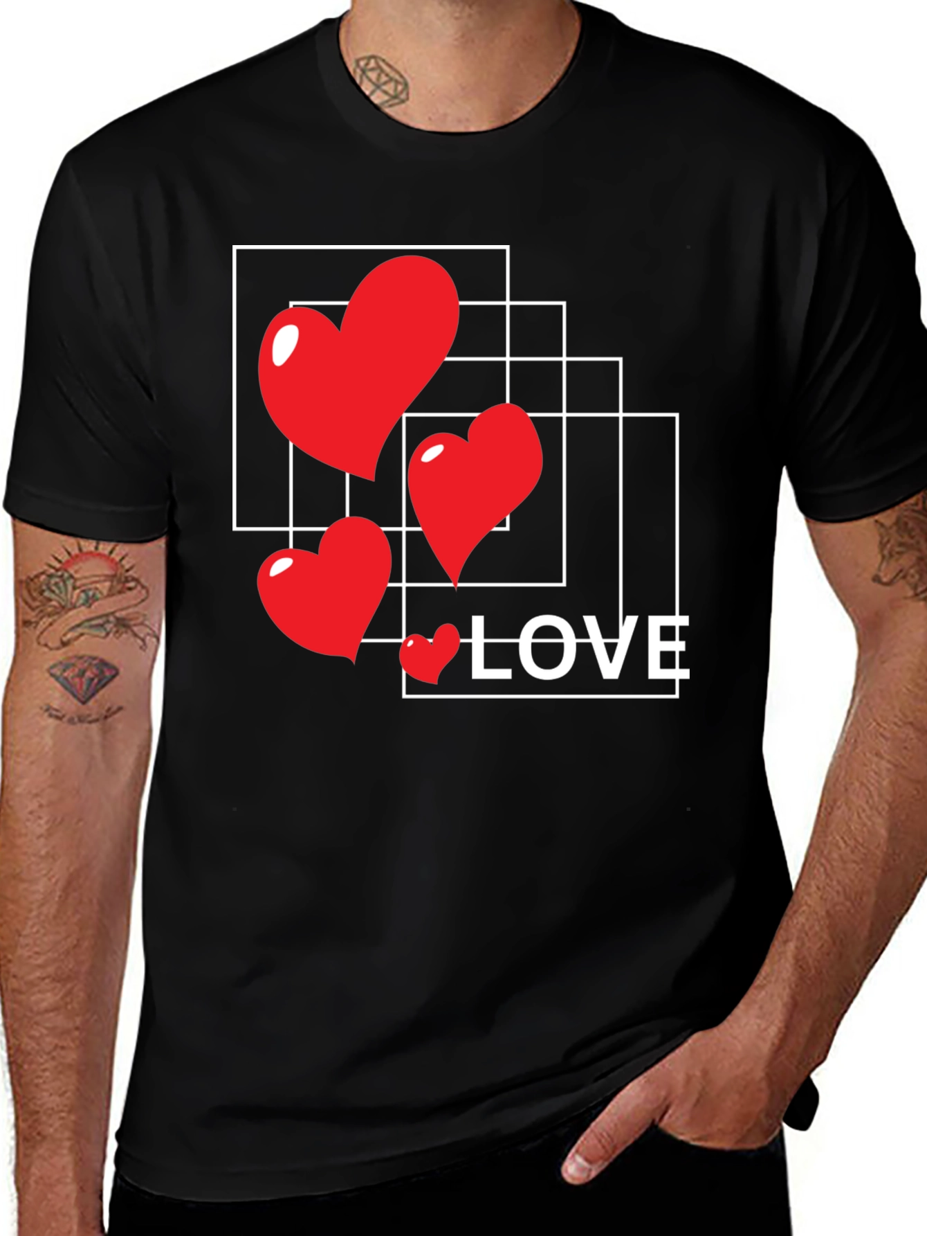 Heart Love Graphic T-Shirt - Stylish Black Tee