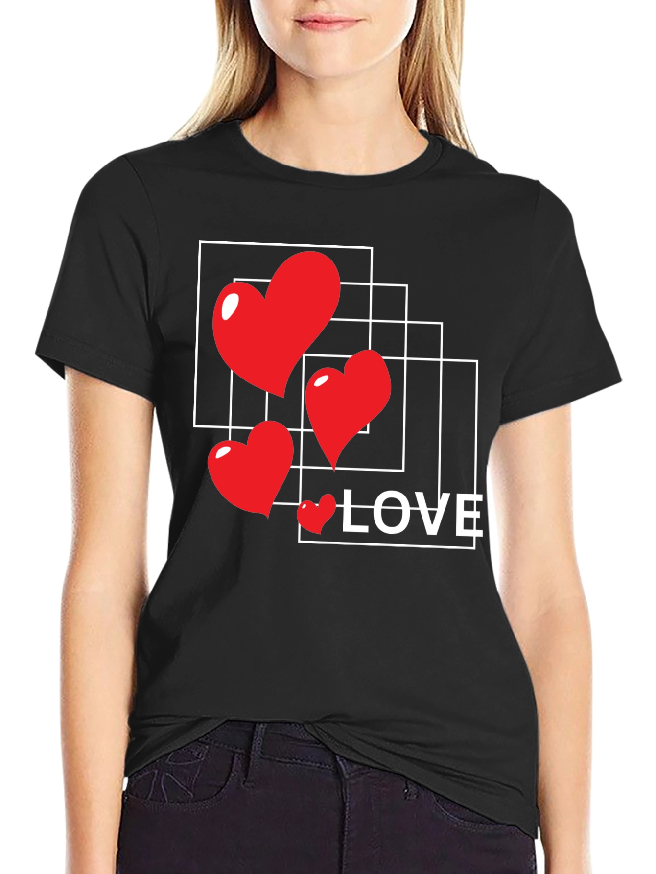 Heart Love Graphic T-Shirt - Stylish Black Tee