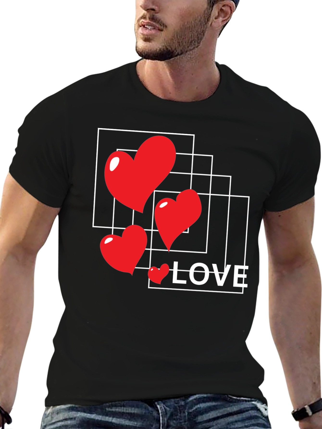 Heart Love Graphic T-Shirt - Stylish Black Tee