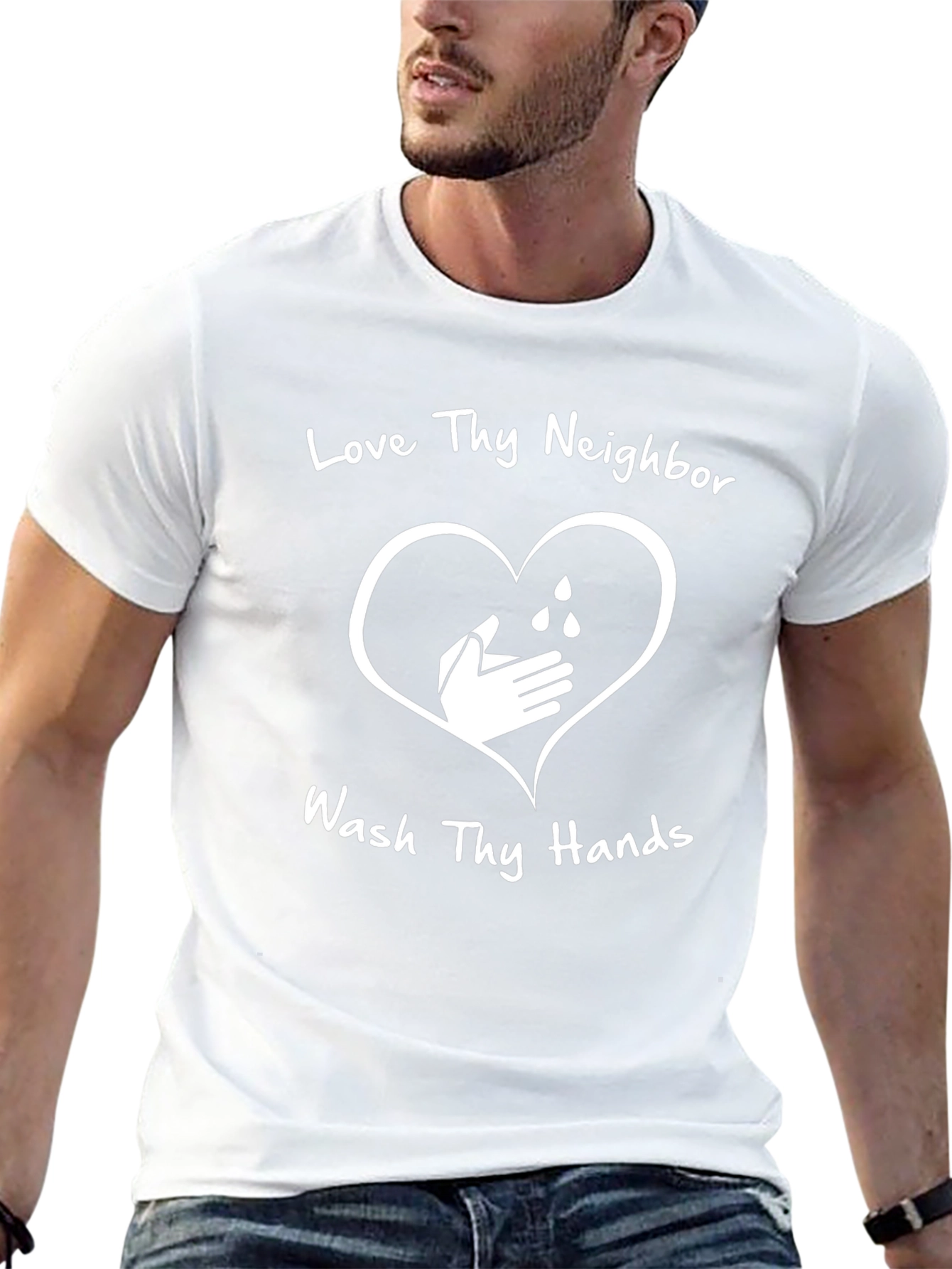 Love Thy Neighbor Wash Hands Graphic Tee