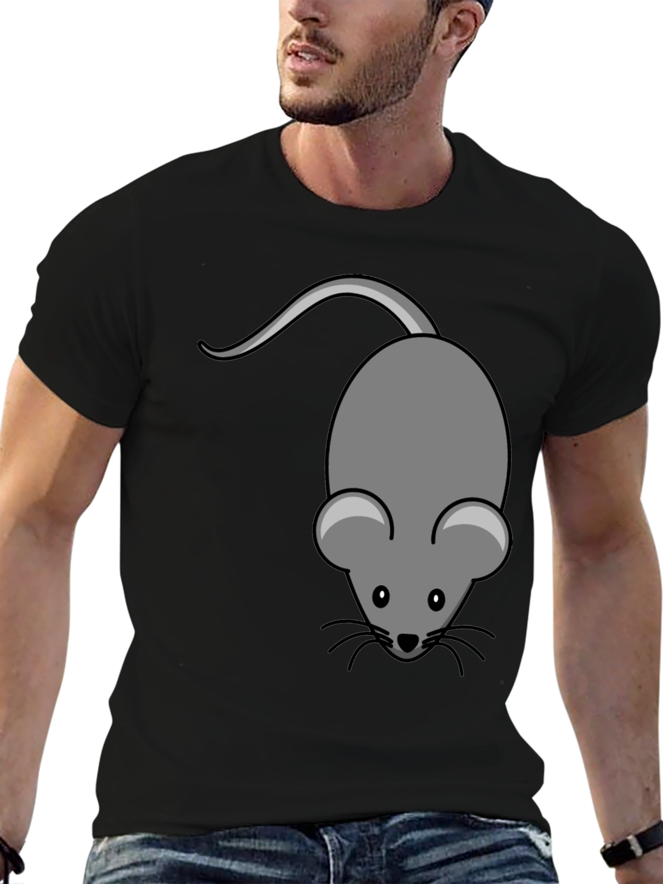 Cute Mouse Graphic Tee - Unisex Black T-Shirt
