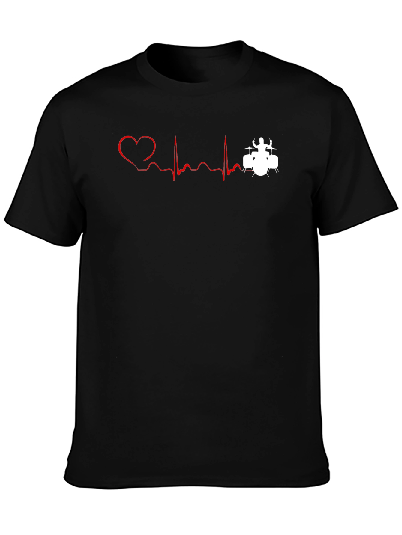 Drummer Heartbeat Graphic Tee - Black