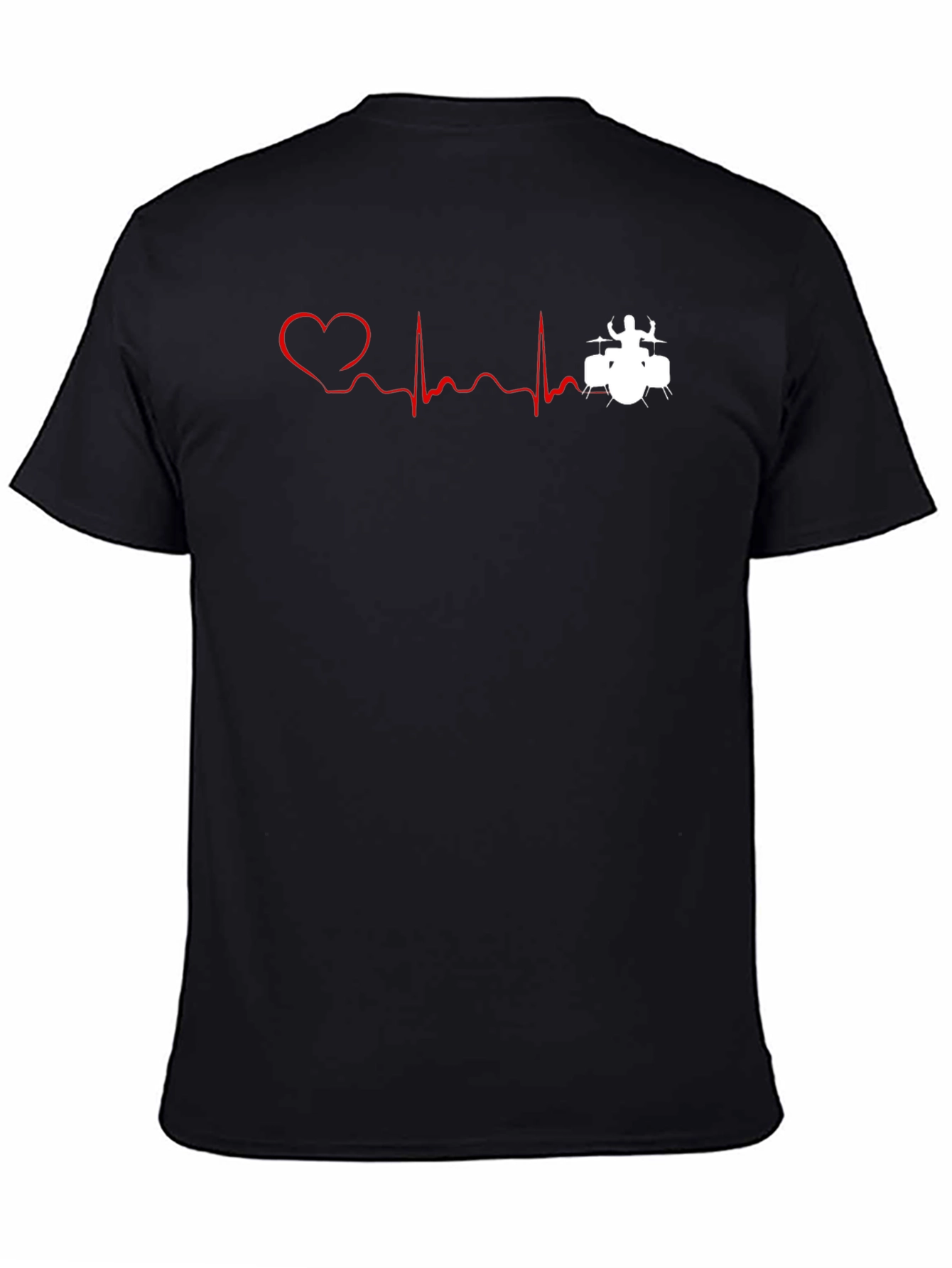 Drummer Heartbeat Graphic Tee - Black